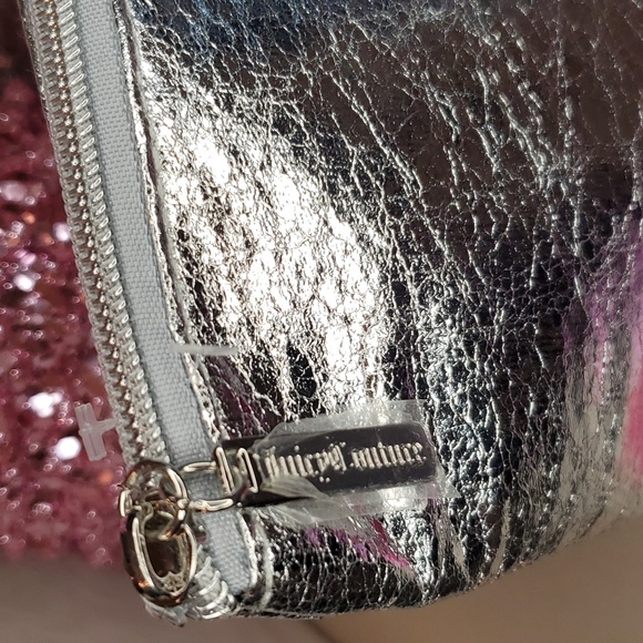 Juicy Couture 💖NWOT💖 Crackled Metallic Silver Large Cosmetic Bag!💖💖💖 - Picture 7 of 9